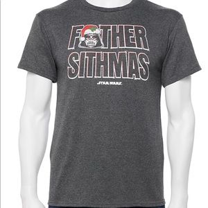 Mens Holiday Character Graphic Tee- Father Sithmas- Star Wars - Gray - Christmas